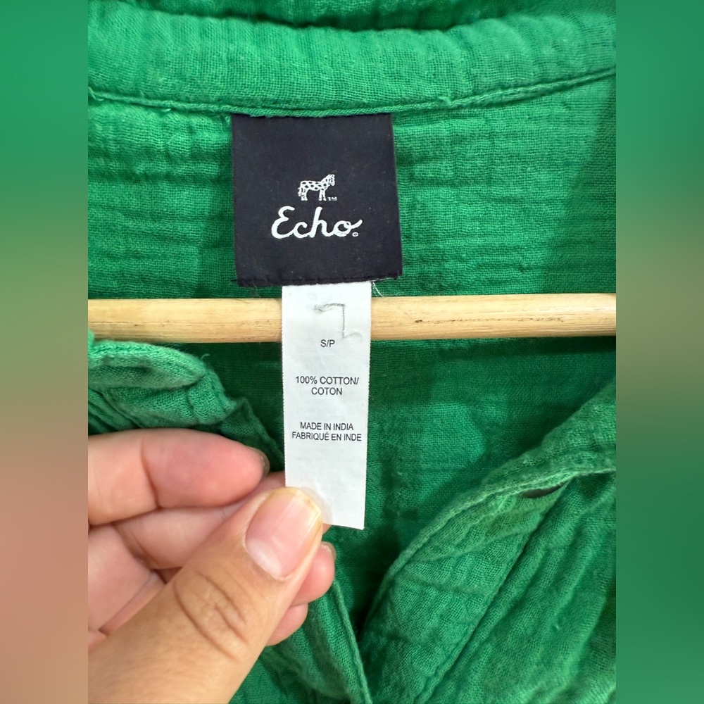 Echo Bright Green Textured Button-Front Shirt - image 2